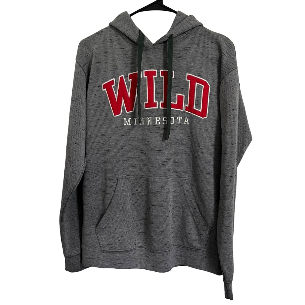 NHL Minnesota Wild Hockey Team Hoodie Gray Pullover Sweatshirt Men's Size Medium